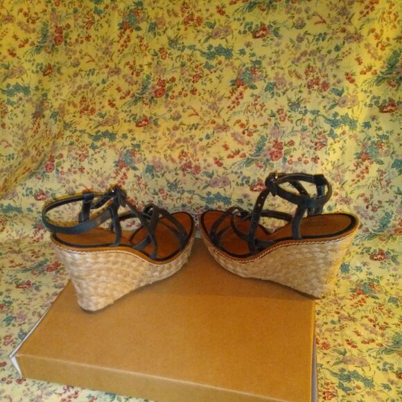 American Eagle Outfitters women shoes Black Espadrilles Wedge Heels strap Size 8 - Picture 5 of 7